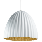 Elegancka lampa wisząca Faselia - biało-złota