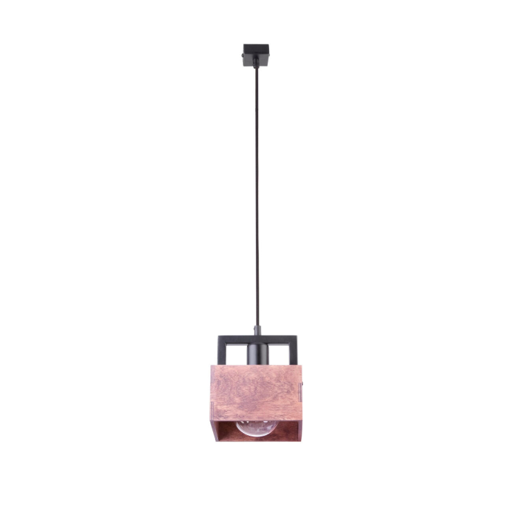 Lampa wisząc industrialna Boxon - brązowe drewno