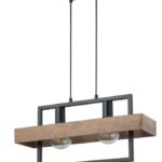 Lampa wisząca industrialna Solvane 2 - drewno i metal
