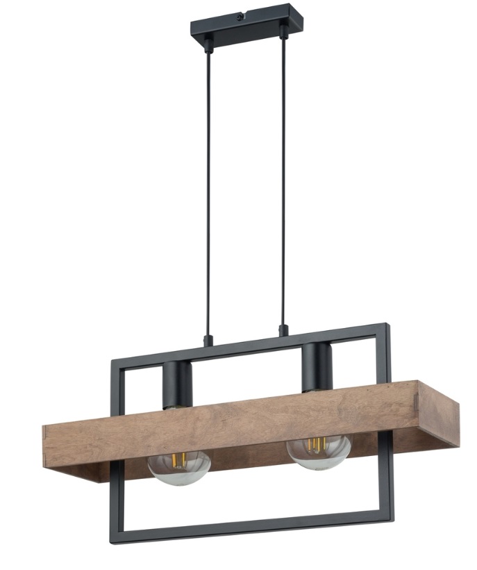 Lampa wisząca industrialna Solvane 2 - drewno i metal