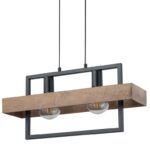 Lampa wisząca loftowa Solvane 2 - drewno i metal