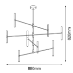 Mosiężny żyrandol nowoczesny Livi - wymiary