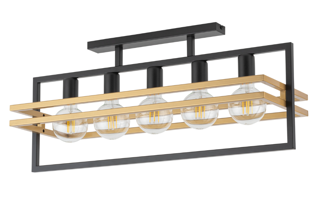 Nowoczesny żyrandol do kuchni HexaBlock 5 - złoto-czarny