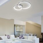 Srebrna lampa sufitowa Granada LED 29W - aranżacja salonu