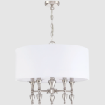 Srebrna piękna sufitowa lampa wisząca Austin - duży bialy abażur