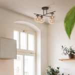 Szklana lampa sufitowa do kuchni Delta - bursztynowe kule