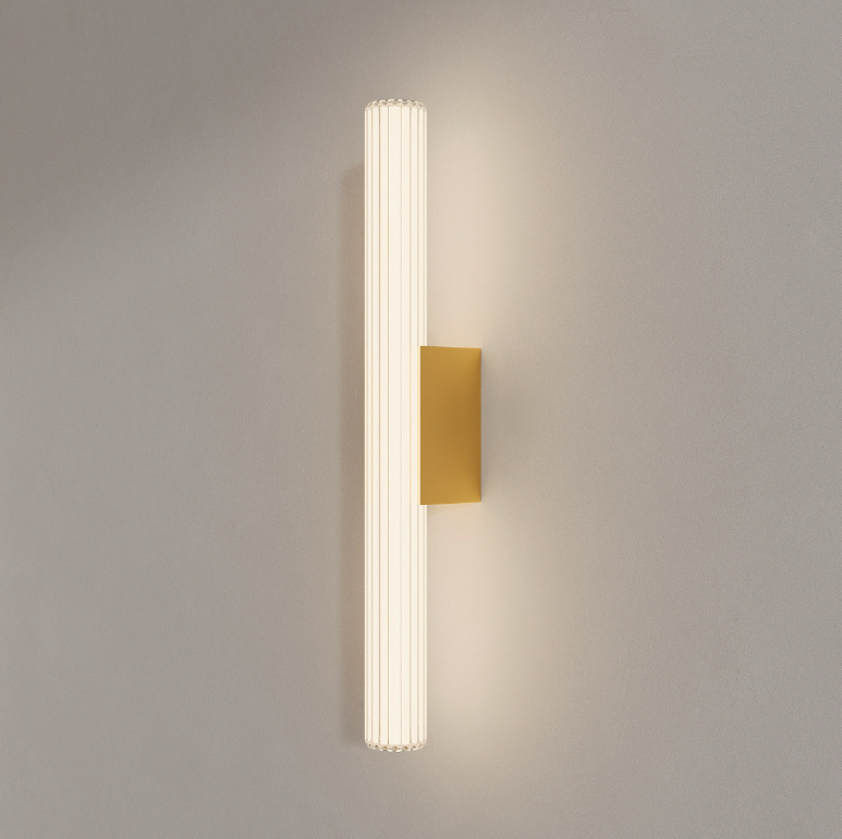 Złoty kinkiet IP44 Linea LED - szklana tuba