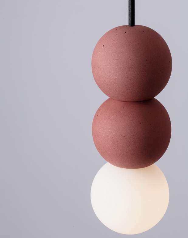 Betonowa lampa wisząca StoneBall 2 - czerwone kule