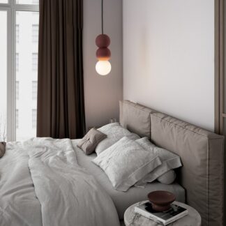 Betonowa lampa wisząca do sypialni StoneBall 2 - czerwone kulki