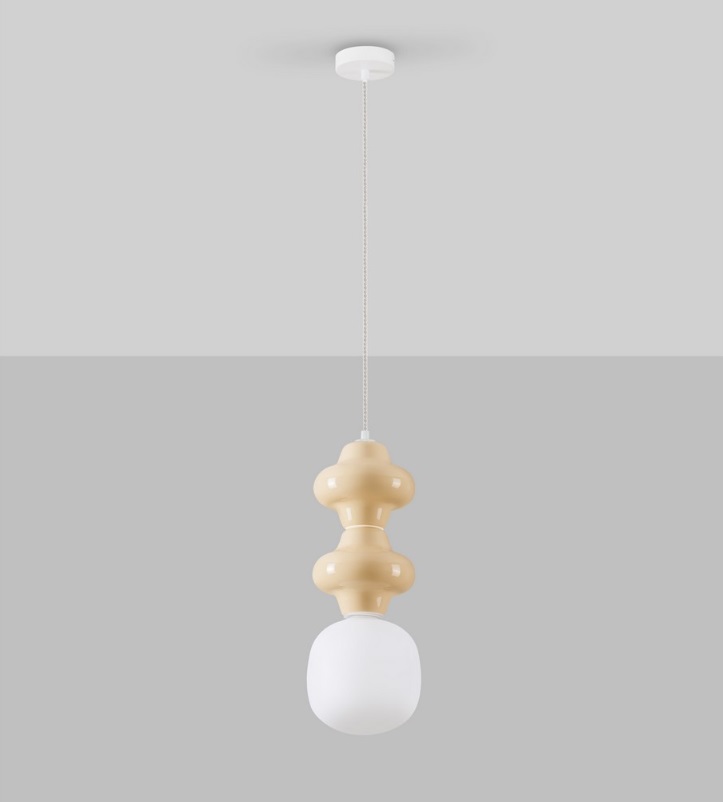 Beżowa lampa wisząca Colorella 2 - ceramika
