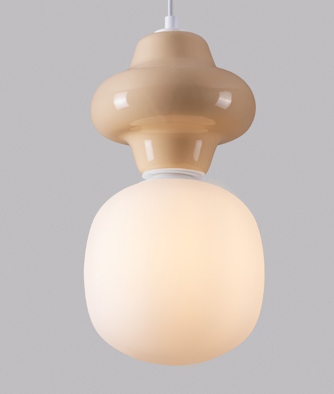 Beżowa lampa wisząca Colorella - ceramika