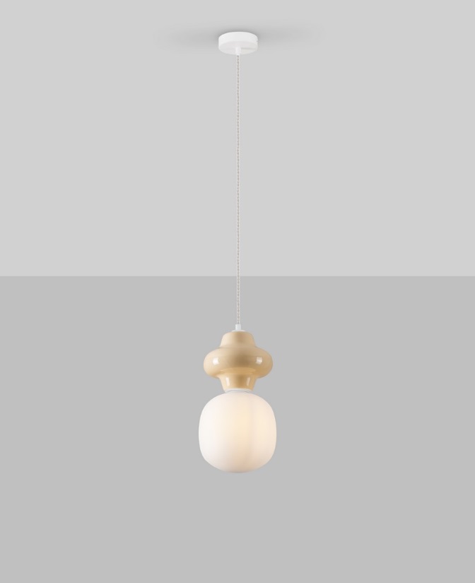 Beżowa lampa wisząca do salonu Colorella - ceramiczna