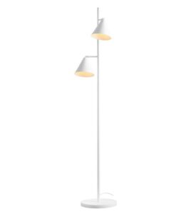 Biała lampa podłogowa Form - 2 stożkowe klosze z regulacją