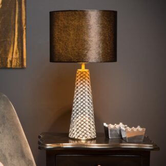 Czarna lampa stołowa do salonu Velvet - welurowa podstawa