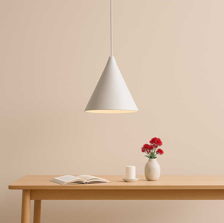 Lampa wisząca stożek nad stół FORM - biała