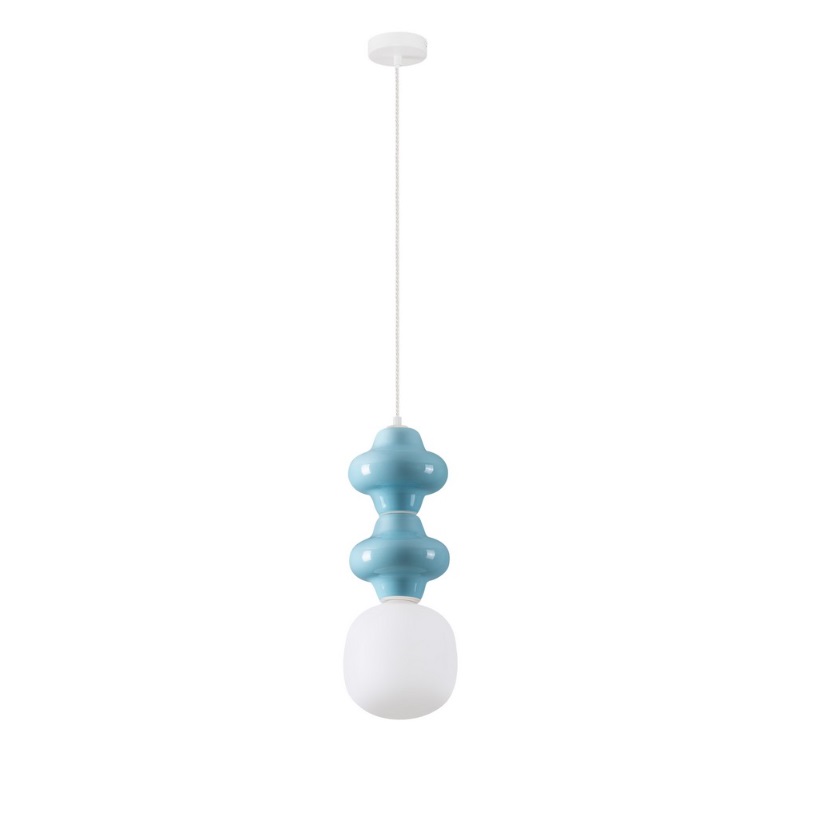 Niebieska lampa wisząca Colorella 2 - pastelowa ceramika