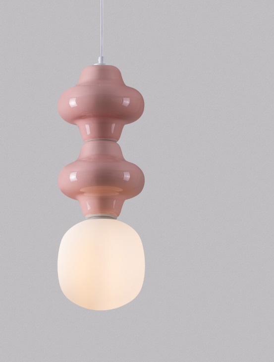 Różowa lampa wisząca Colorella 2 - szklana