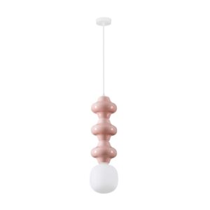 Różowa lampa wisząca Colorella 3 - ozdobne szkło