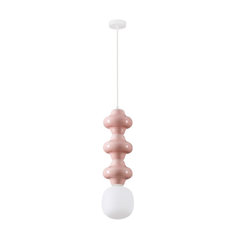 Różowa lampa wisząca Colorella 3 - ozdobne szkło