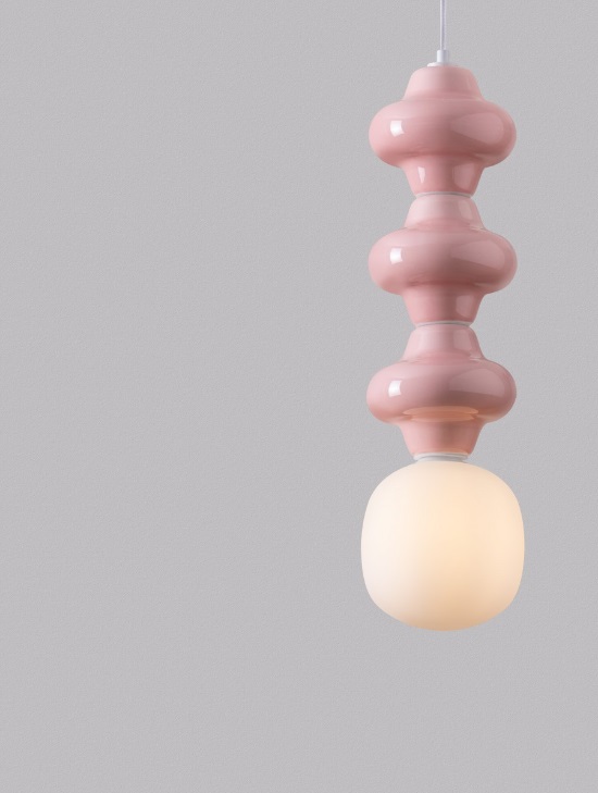 Różowa lampa wisząca Colorella 3 - szkło