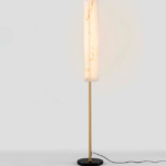 Złota lampa stojąca art deco Lunalith