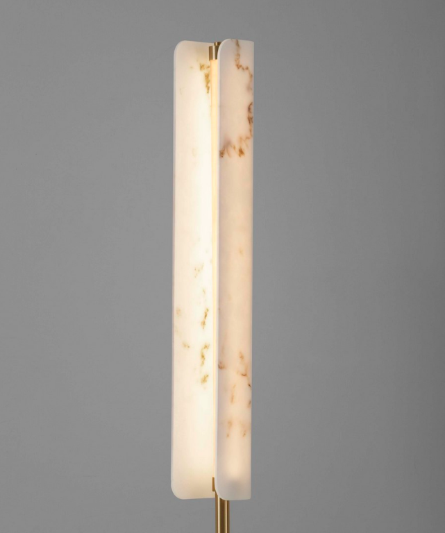 Złota lampa stojąca art deco Lunalith - marmur