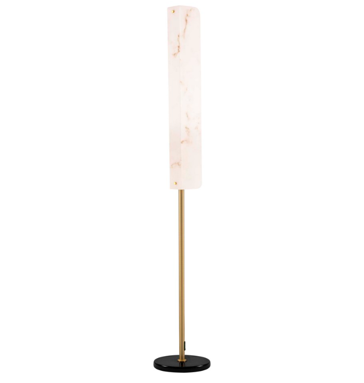 Złota lampa stojąca art deco Lunalith - marmurowe szkło