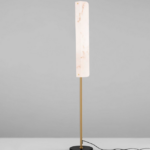 Złota lampa stojąca art deco Lunalith - szkło marmurowe