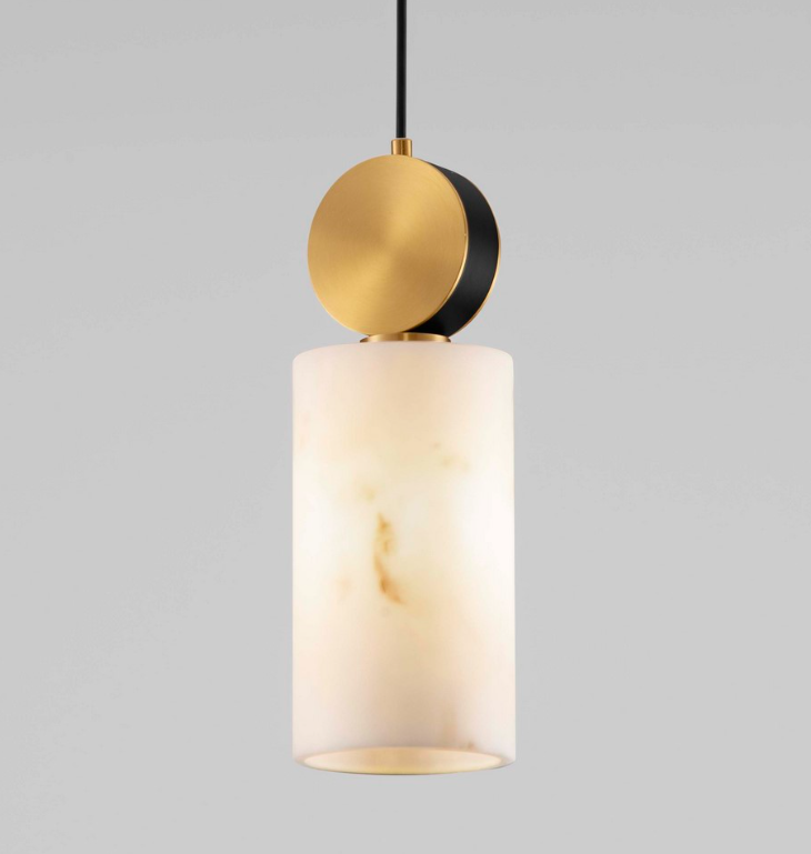 Złota lampa wisząca Lunalith - marmur szkło
