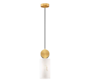 Złota lampa wisząca Lunalith - marmurowe szkło