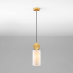 Złota lampa wisząca art deco Lunalith - marmurowe szkło