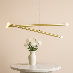 Złota lampa wisząca Tubo 4 -  wymienne żarówki
