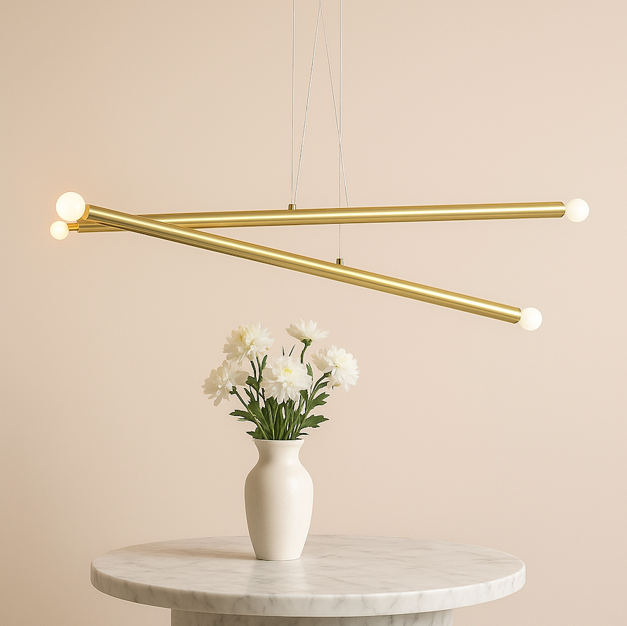Złota lampa wisząca do salonu Tubo 4 - wymienne żarówki