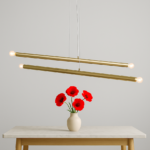 Złota lampa wisząca nad stół Tubo 4 - wymienne żarówki