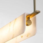 Złota liniowa lampa wisząca Lunalith - marmur