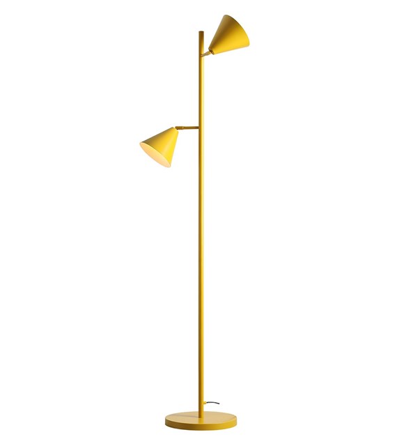Żółta lampa podłogowa Form Mustard - 2 stożkowe klosze z regulacją