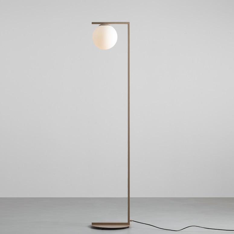 Beżowa lampa stojąca Zac - geometryczna