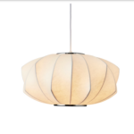 Biała lampa wisząca Silk V-shape 45 - materiałowa