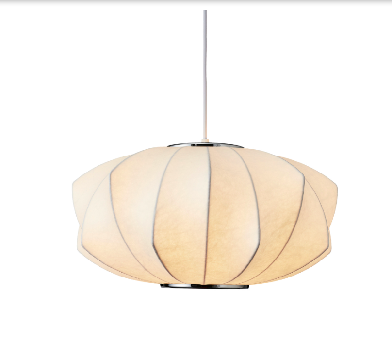 Biała lampa wisząca Silk V-shape 45 - materiałowa