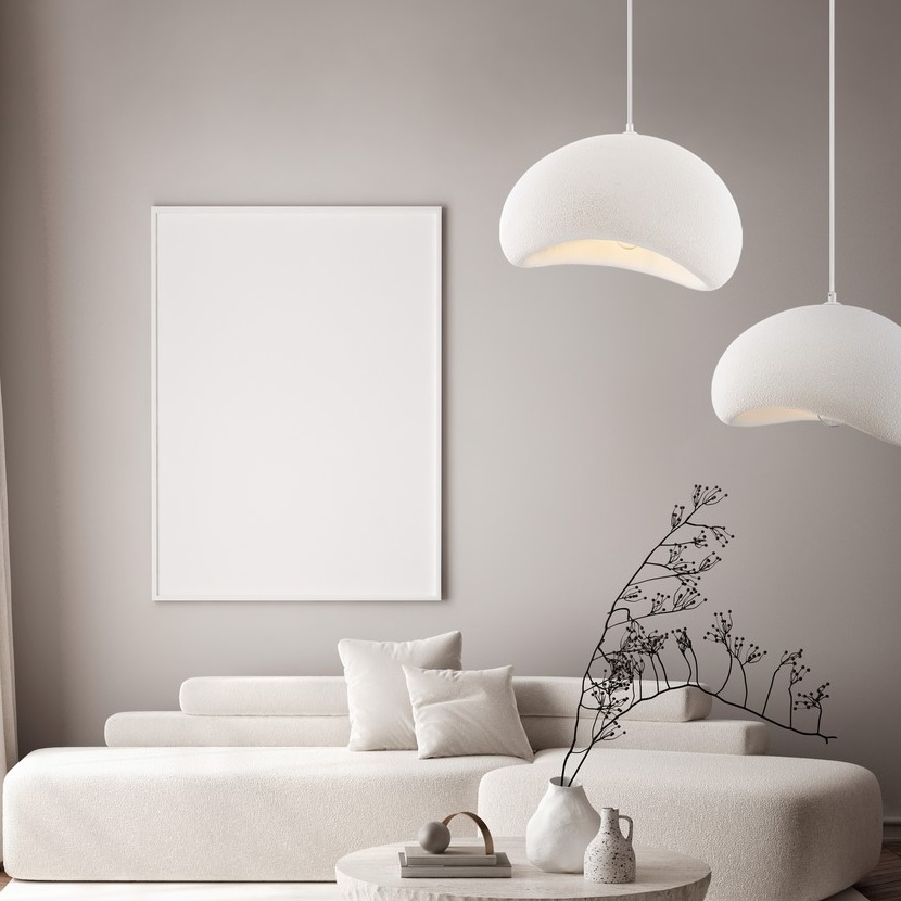 Biała lampa wisząca do salonu Cluora 50 - wabi-sabi