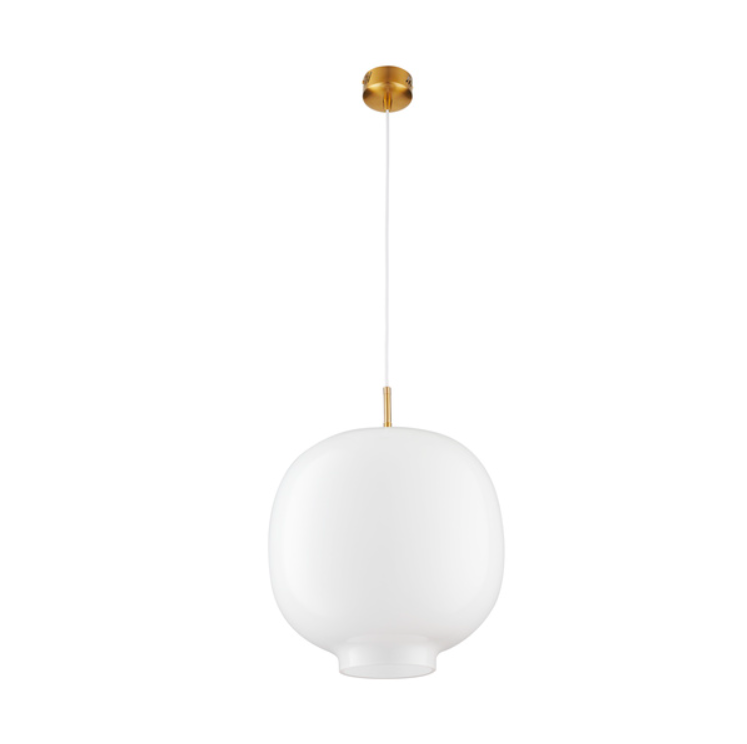 Biało-złota lampa wisząca Boni 35 - mleczna kula