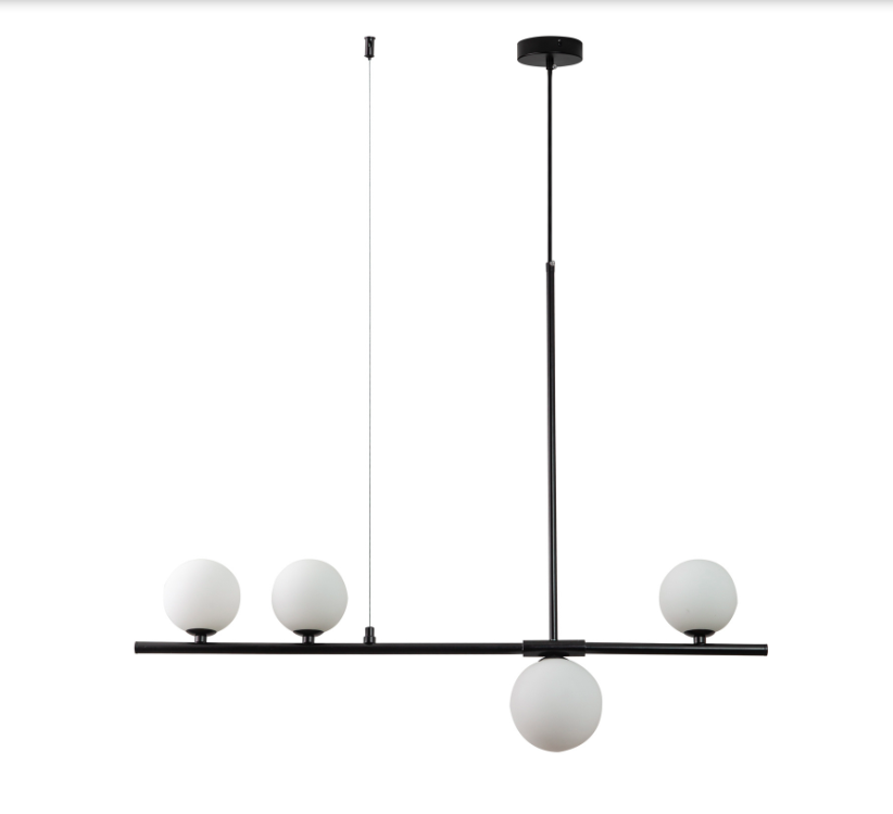 Czarna lampa wisząca Moderno 80 - białe kule