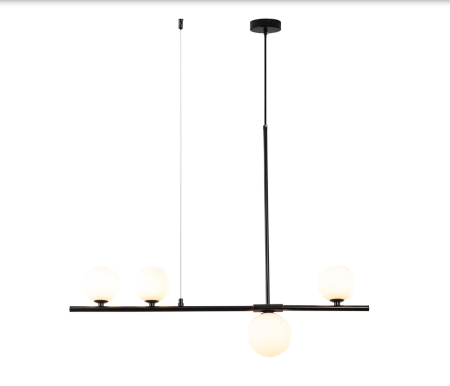 Czarna lampa wisząca Moderno 80 - mleczne kule