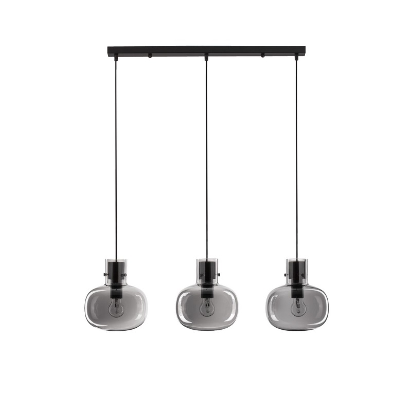 Czarna lampa wisząca nad stół Mellu 3 - dymione klosze