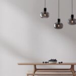 Czarna lampa wisząca nad stół Mellu 3 - dymione szkło