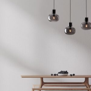 Czarna lampa wisząca nad stół Mellu 3 - dymione szkło