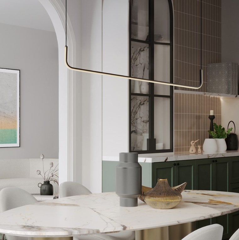 Czarna liniowa lampa wisząca nad stół Lineform LED - 20W