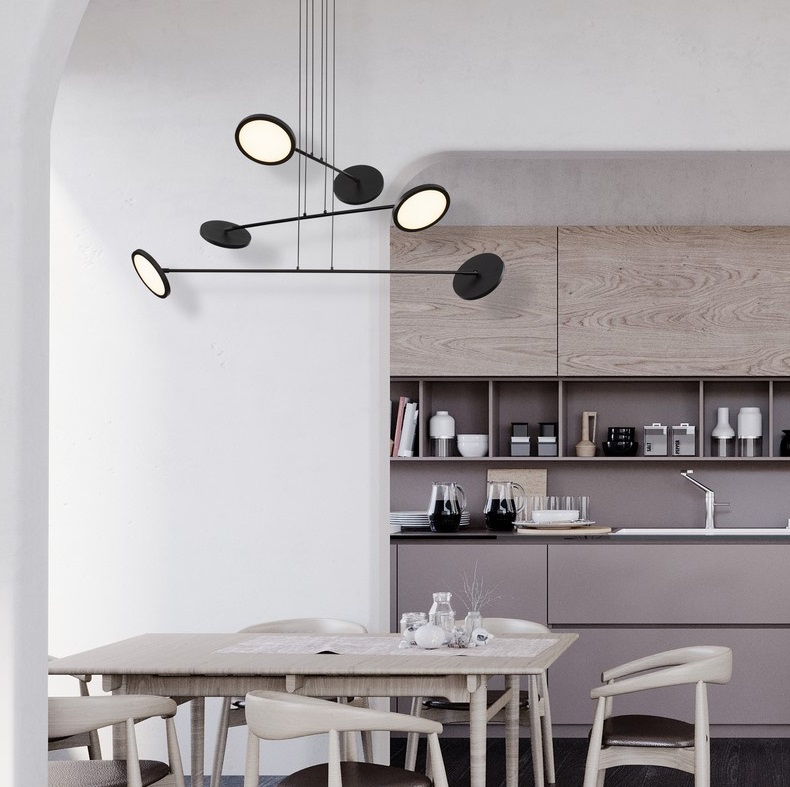 Czarny żyrandol nad stół Vialto - designerskie dyski LED 51W