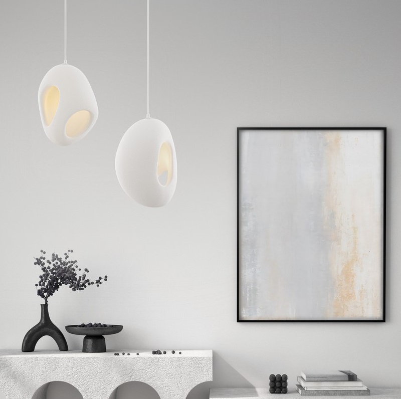 Designerska lampa wisząca do salonu Cluora 2 - biała struktura
