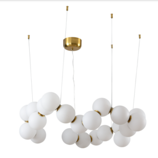 Duży żyrandol art deco Coralli 80 - białe molekularne kule szkła